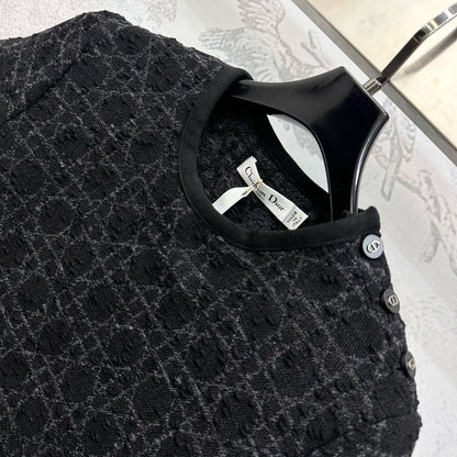 Dior 2025 Short Macrocannage Dress Black Cotton