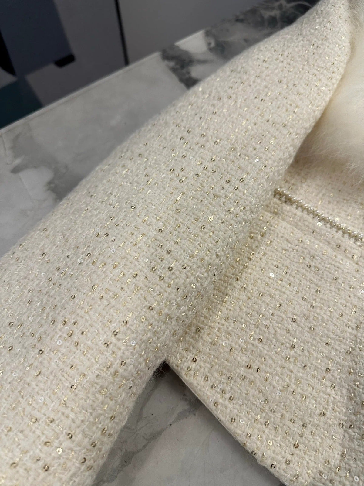 Chanel 2026 Jacket White Tweed Fur