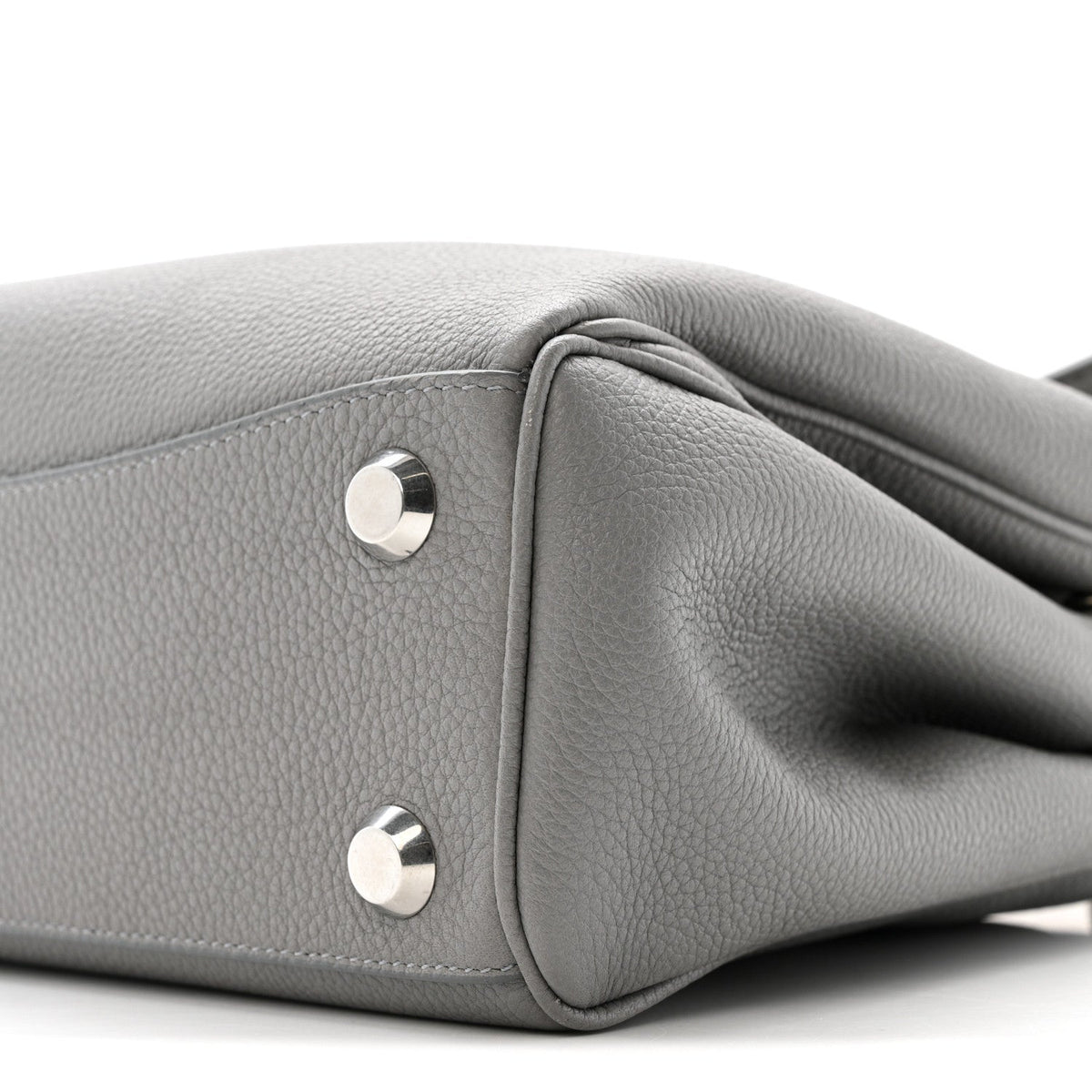 Grained Calfskin Small Rodeo Top Handle Handbag Grey
