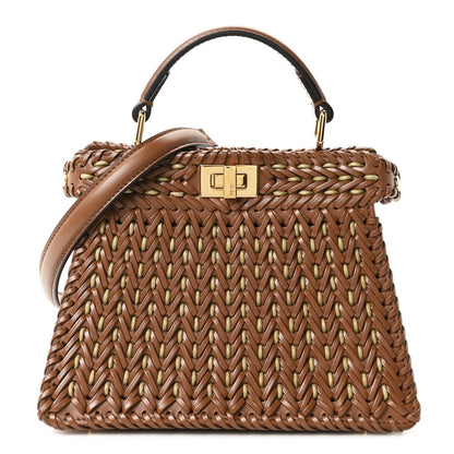 Vitello King Shiny Nappa Intreccio Petite Peekaboo I SEE U Satchel Gianduia