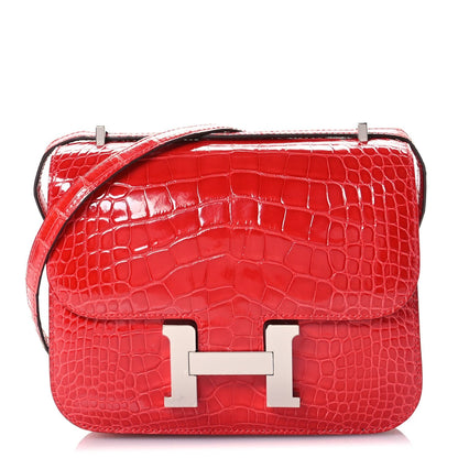 Shiny Alligator Constance 18 Rouge de Coeur