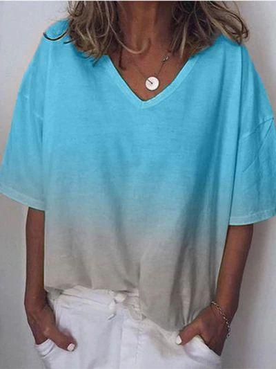 The Gradient-Colored Short-Sleeved T-Shirt Ladies'