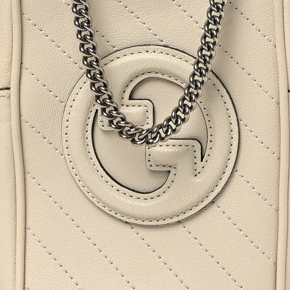 Sakai Be Green Calfskin Diagonal Stitched Mini Blondie Vertical Shoulder Bag Mystic White
