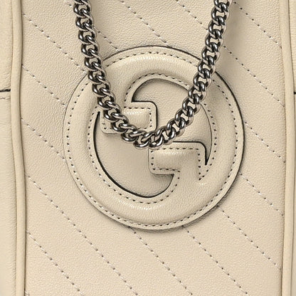 Sakai Be Green Calfskin Diagonal Stitched Mini Blondie Vertical Shoulder Bag Mystic White