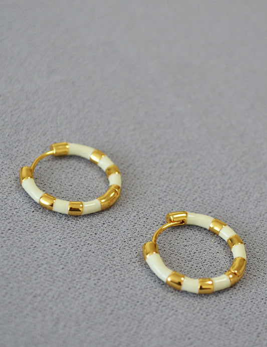 Simple Colourful Gold Plated Enamel Hoop Earrings