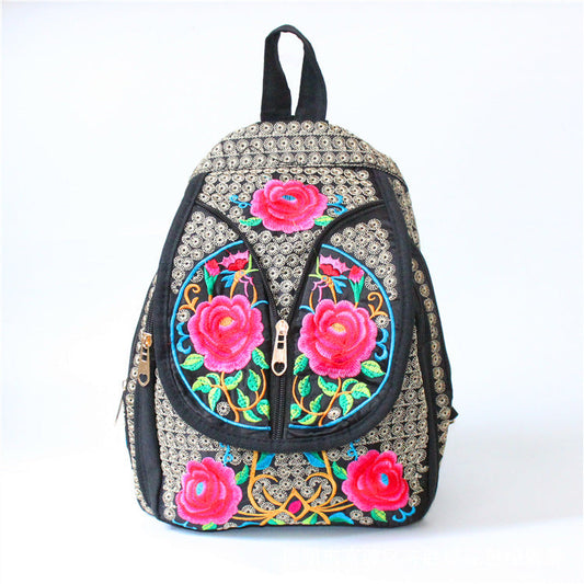 New Ethnic Style Embroidered Backpack For Women'S Embroidered Canvas Leisure Backpack