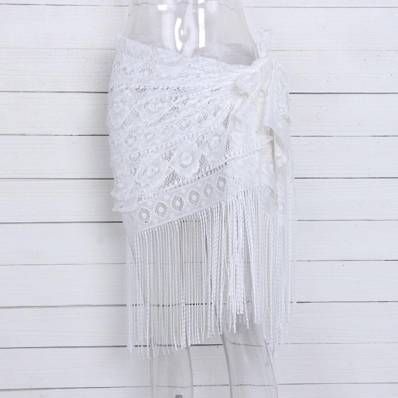 Tassel Sexy Lace Beach Sunbreaker Hollowed-Out Skirt Bikini Top