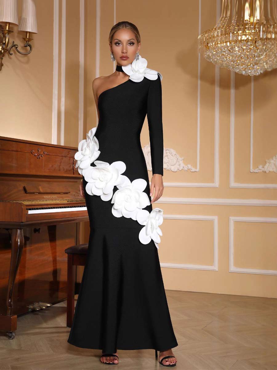 Celestia One Shoulder Bandage Maxi Dress