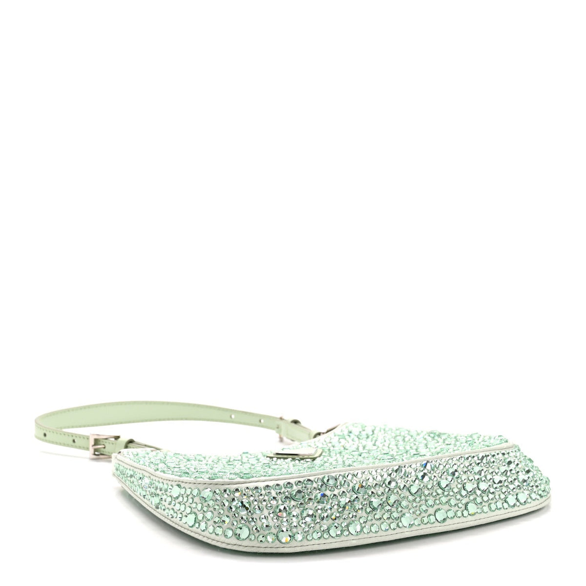 Satin Crystal Cleo Adjustable Strap Shoulder Bag Acqua