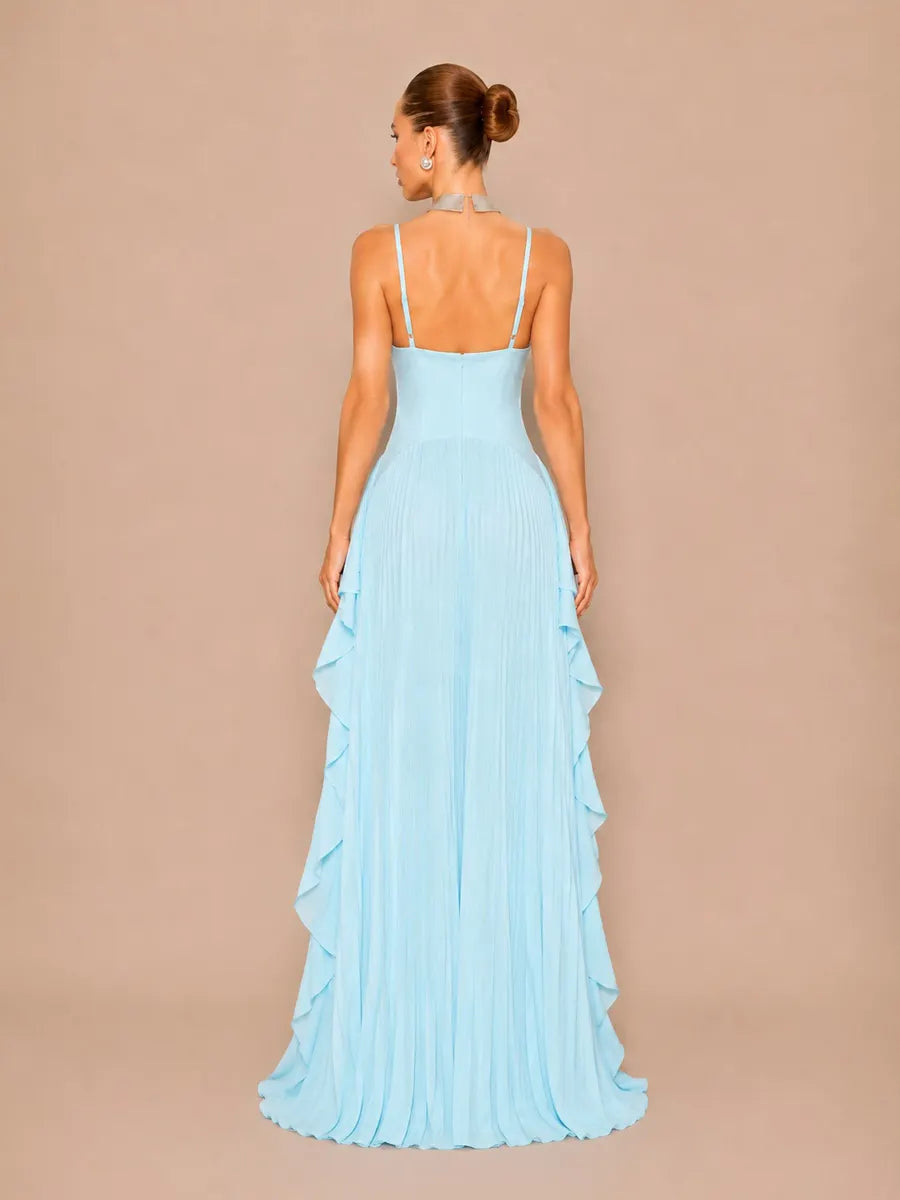 Ines Pleated Tulle Camisole Maxi Dress