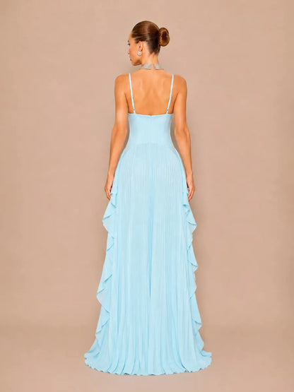 Ines Pleated Tulle Camisole Maxi Dress