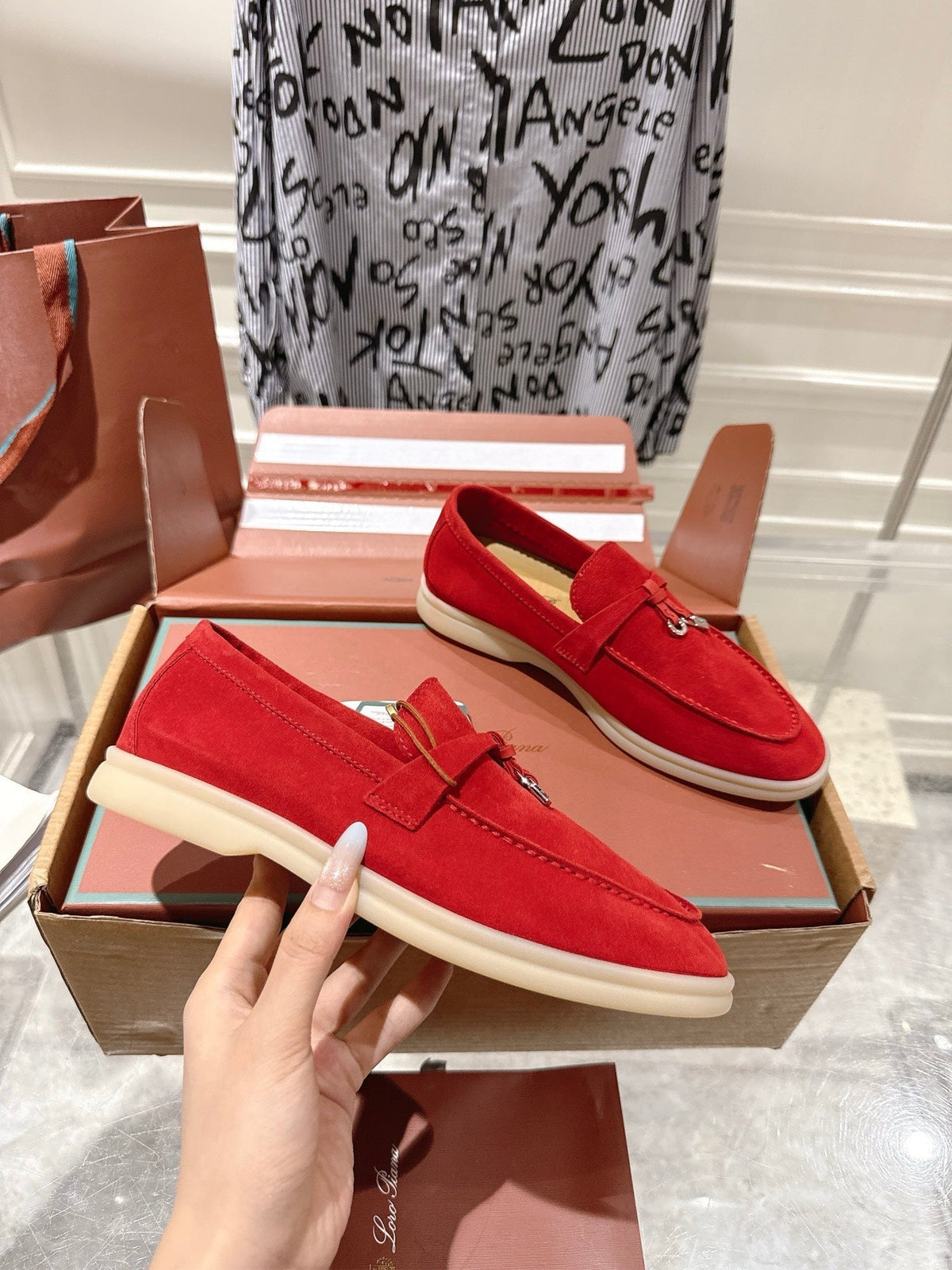 LP Summer Charms Walk Loafers Red Suede 565850