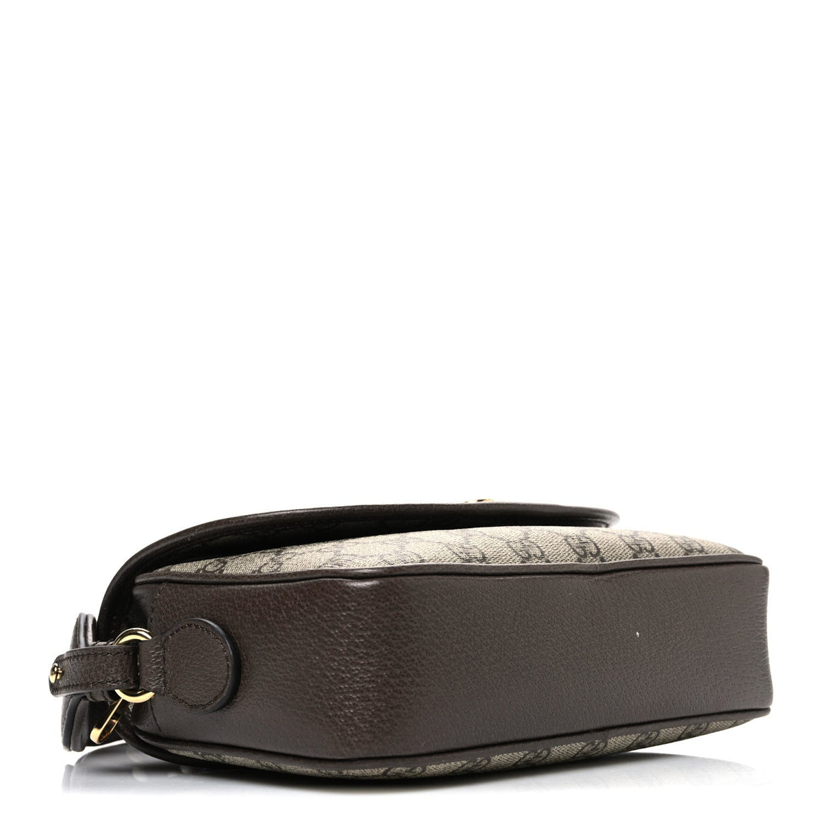 GG Supreme Monogram Textured Dollar Calfskin Web Studded Mini Ophidia Flap Shoulder Bag Beige Ebony New Acero