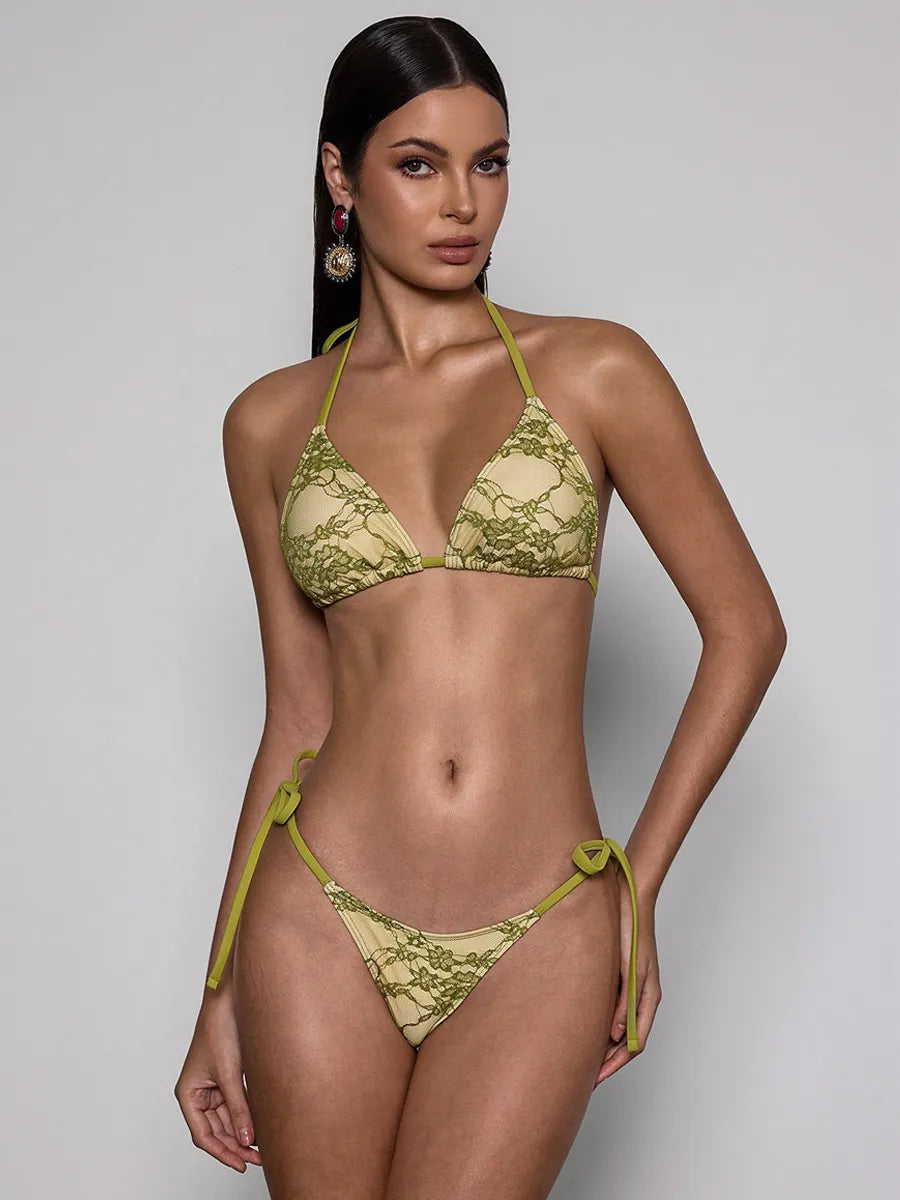 Nayeli Lace Ruffle Bikini Three Piece Set