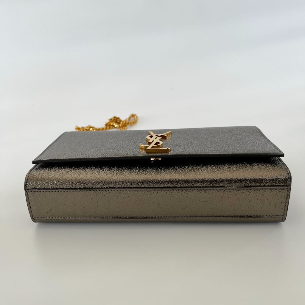 Saint Laurent Bronze Textured Leather Medium Kate Bag