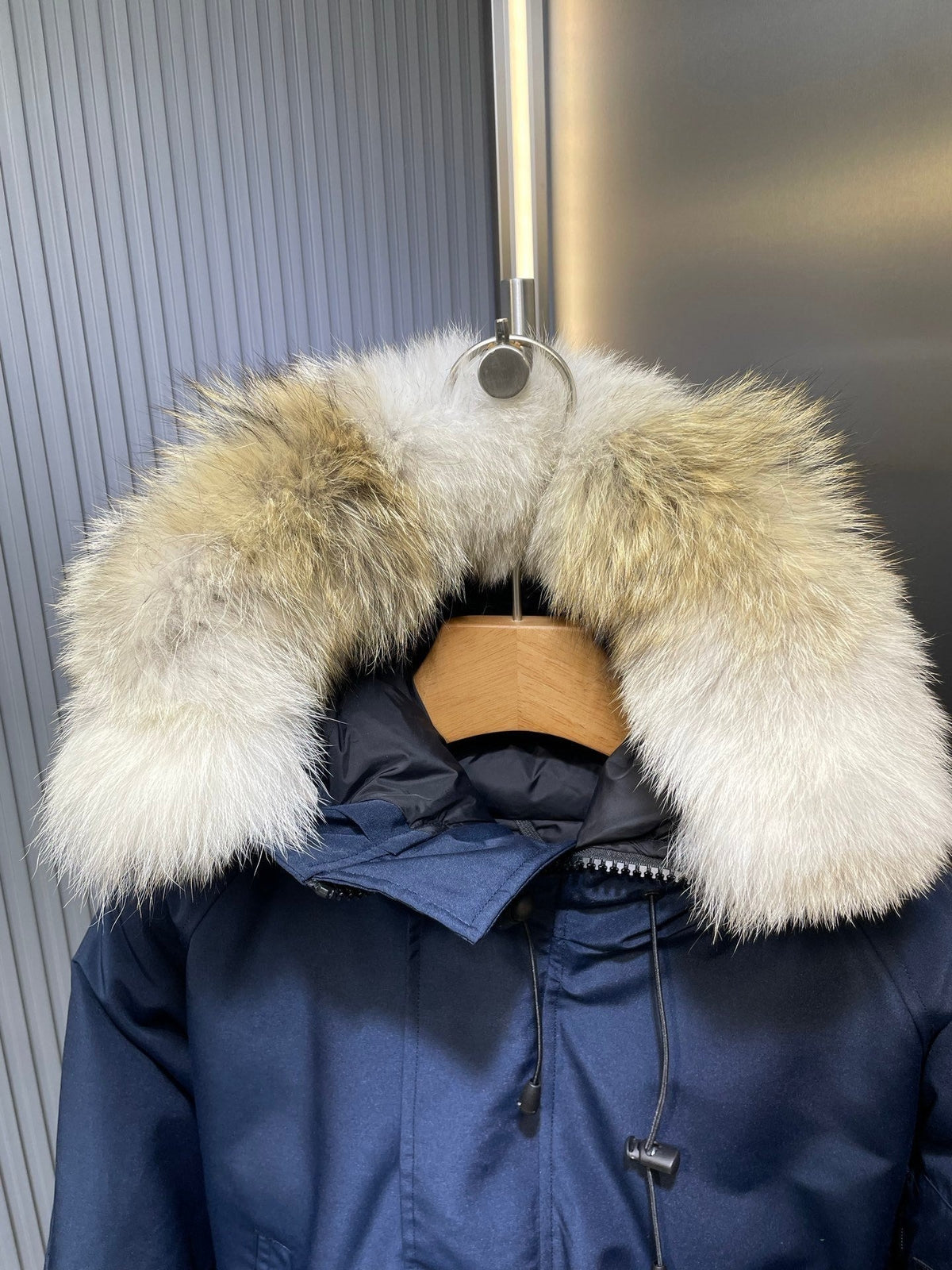 C. Goose Bomber Jacket Navy Blue Polyester 0034