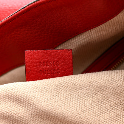 Pebbled Calfskin Large Soho Shoulder Bag Red