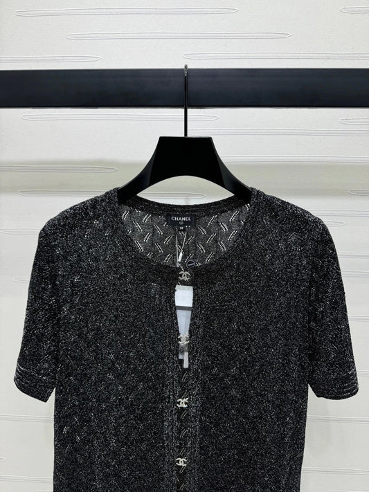 CHANEL SHORT-SLEEVE SEQUINNED KNIT CARDIGAN 269407