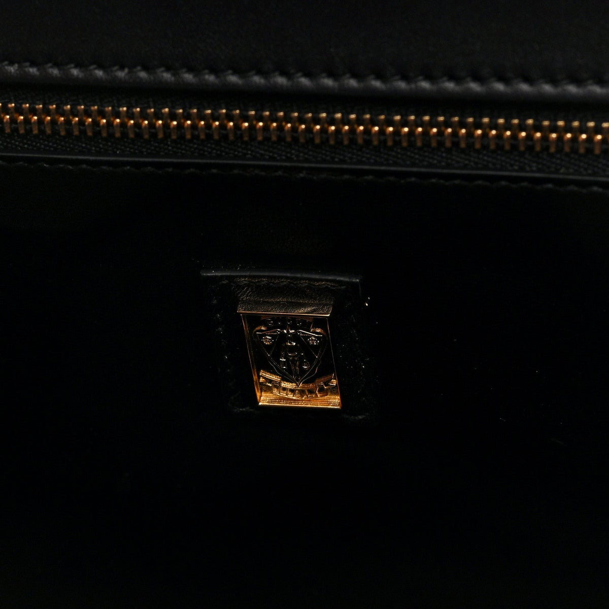 Honey Calfskin Lizard Equestrian Bag Black