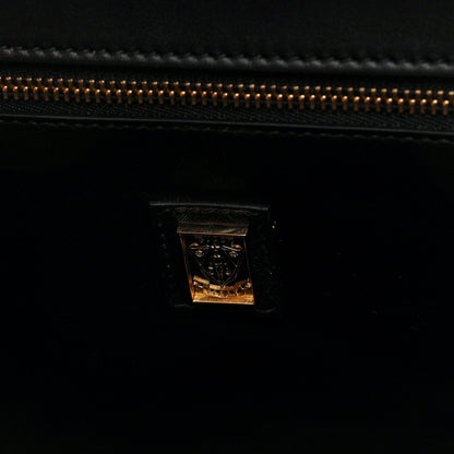 Honey Calfskin Lizard Equestrian Bag Black