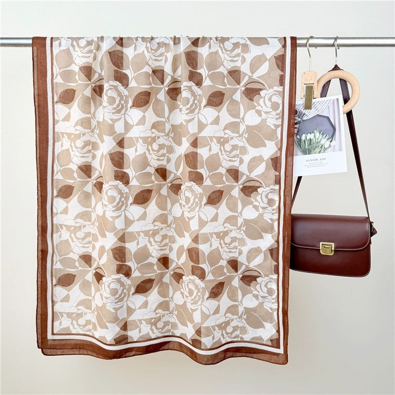 Thin Printed Long Silk Scarf