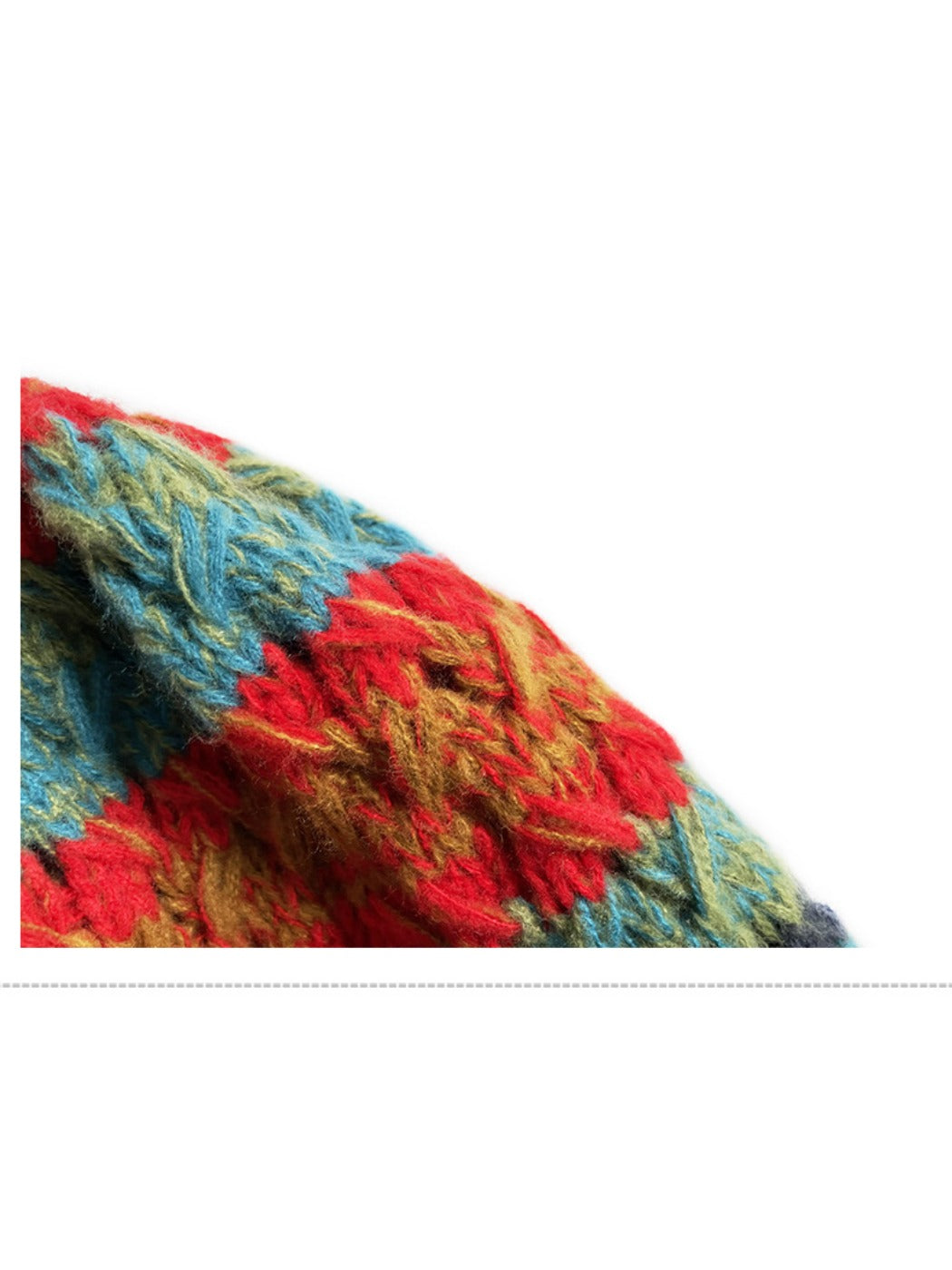 Haila - Colorful Earflap Knitted Beanie with Pompoms