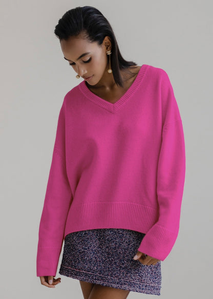Loose Knit Sweater V Neck Soft Breathable Fabric