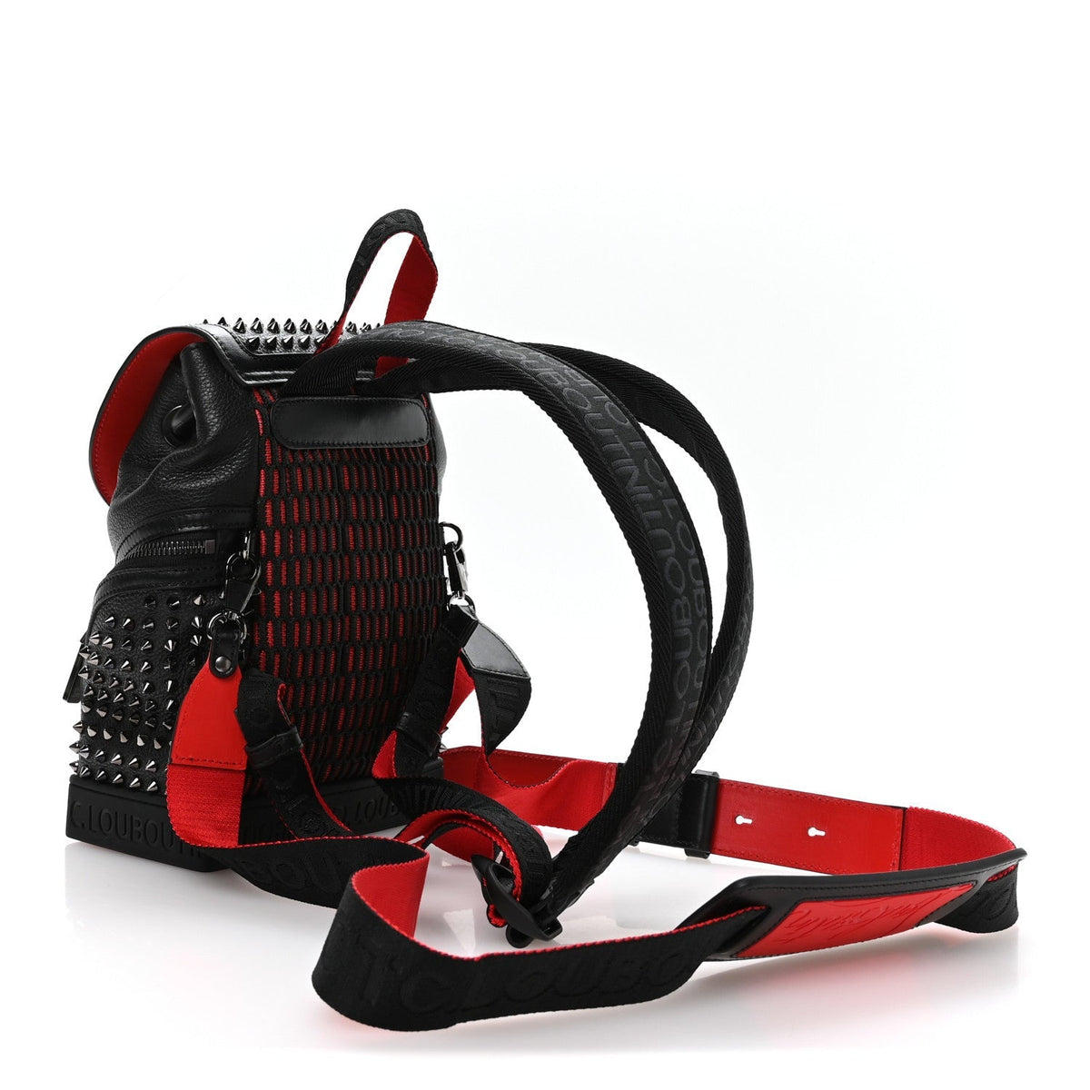 Calfskin Spiked Small Explorafunk Backpack Black
