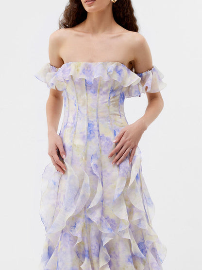 Azalea Romantic Ruffled Maxi Dress In Purple