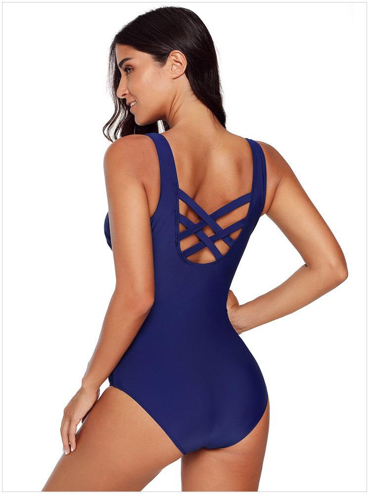Women'S Gradient Solid Color Sexy Underwireless Bikini One-Piece Swimsuit
