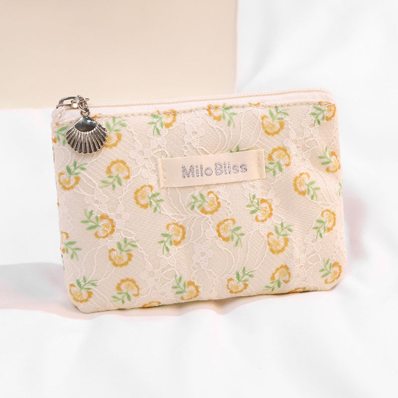 Cute Flower Print Large Capacity Cosmetic Bag