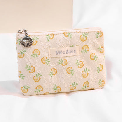 Cute Flower Print Large Capacity Cosmetic Bag