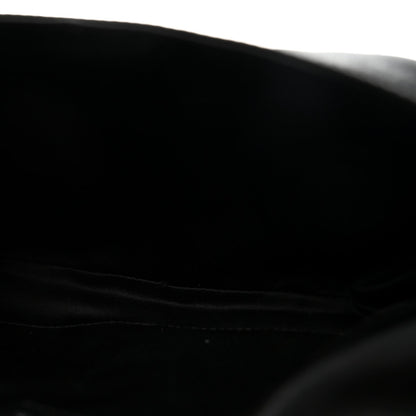 Satin Quilted Half Moon Clutch  Black