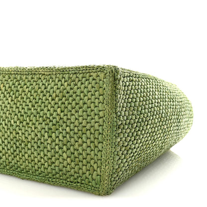 X PAULA'S IBIZA Raffia Font Tote Green