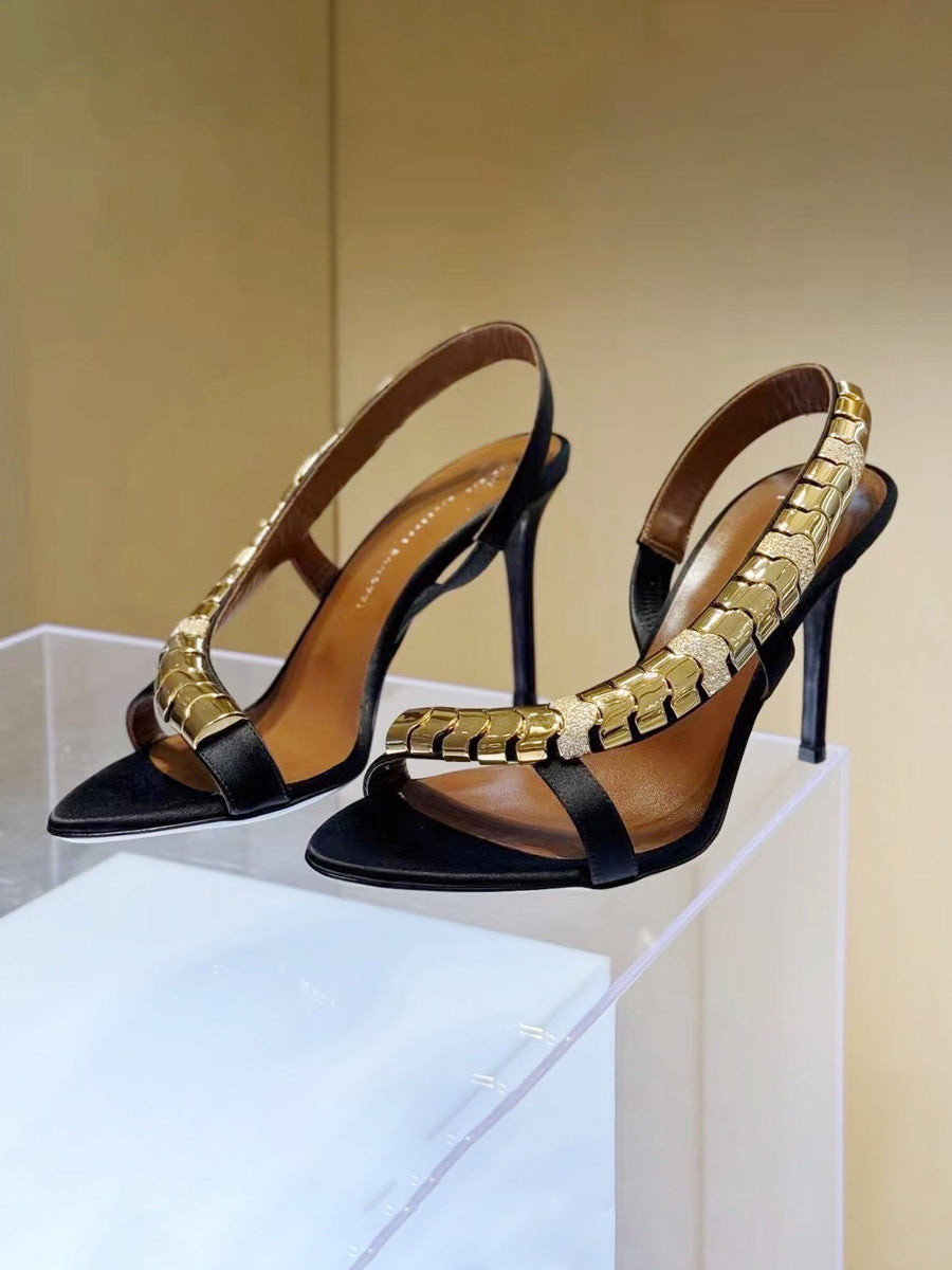 Eloise Rhinestone Side Cutout High-Heeled Sandals