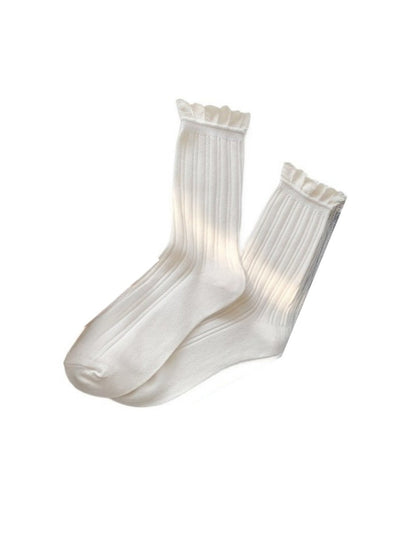Rufia - Simple Pure Trim Mid-Calf Capsule Socks for Women