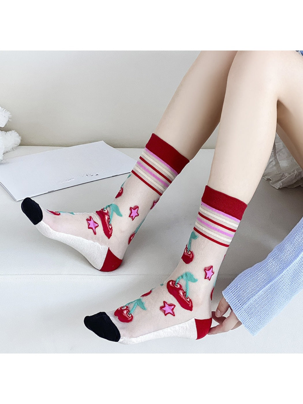 Rufia - Retro Cute Thin Mid-Calf Socks - Sweet &amp; Breezy