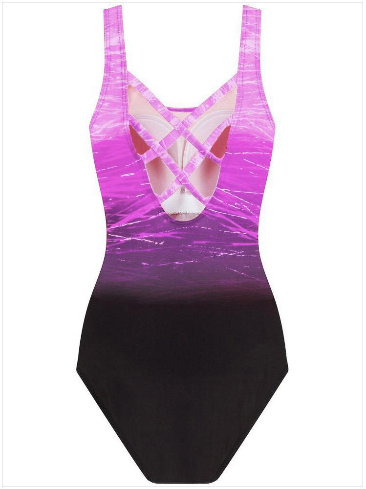Women'S Gradient Solid Color Sexy Underwireless Bikini One-Piece Swimsuit