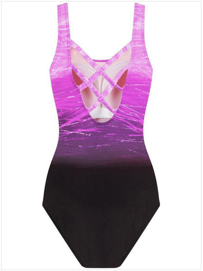 Women'S Gradient Solid Color Sexy Underwireless Bikini One-Piece Swimsuit