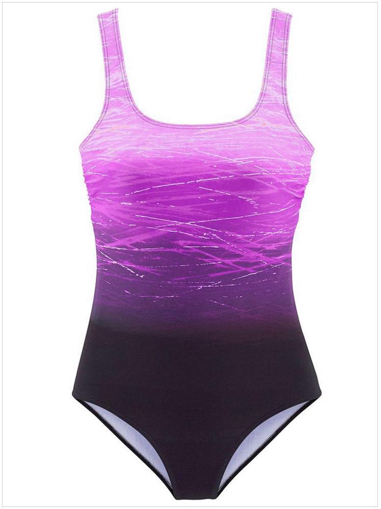Women'S Gradient Solid Color Sexy Underwireless Bikini One-Piece Swimsuit