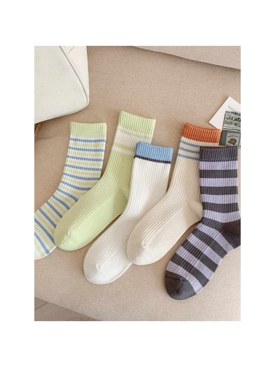 Rufia - Minimalist Fresh Stripe Mid-Calf Capsule Socks