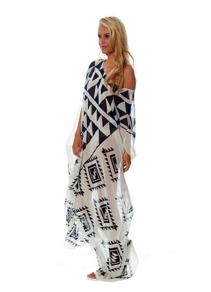 Chiffon Black And White Triangle Positioning Printing Holiday Dress Bikini Blouse