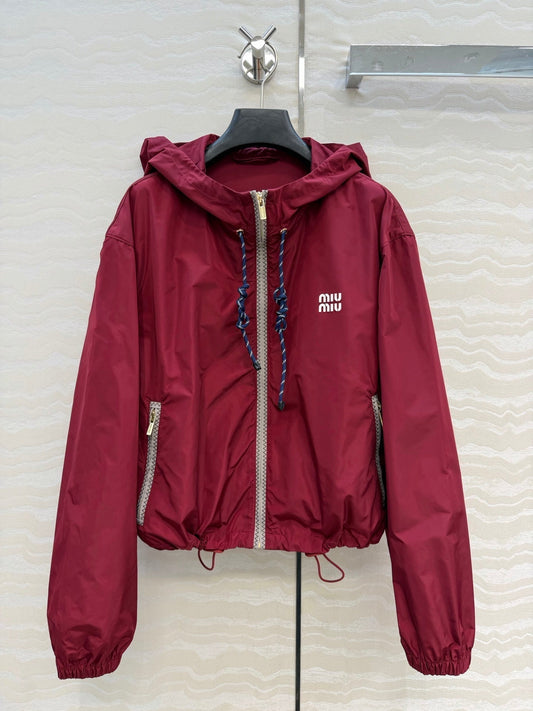 Miu 26s Hooded Jacket Red Polyamide 346203
