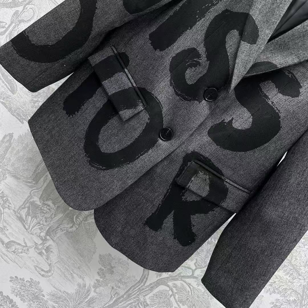 Dior 2025 Miss Dior Blazer Jacket Gray Black Cotton