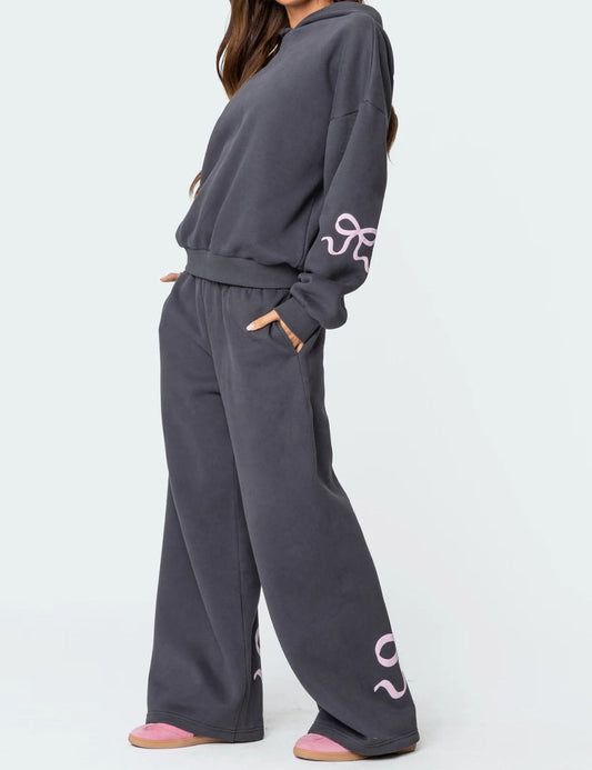 Trendy Print Loose Hoodie Sweatshirt Pants Set