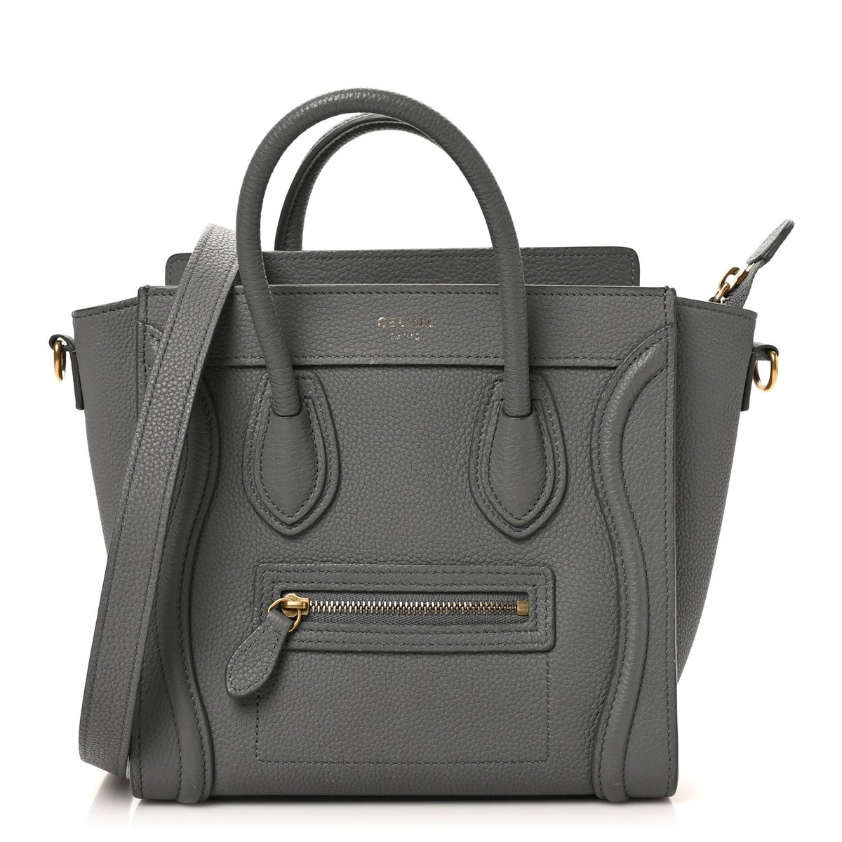 Drummed Calfskin Nano Luggage Kohl