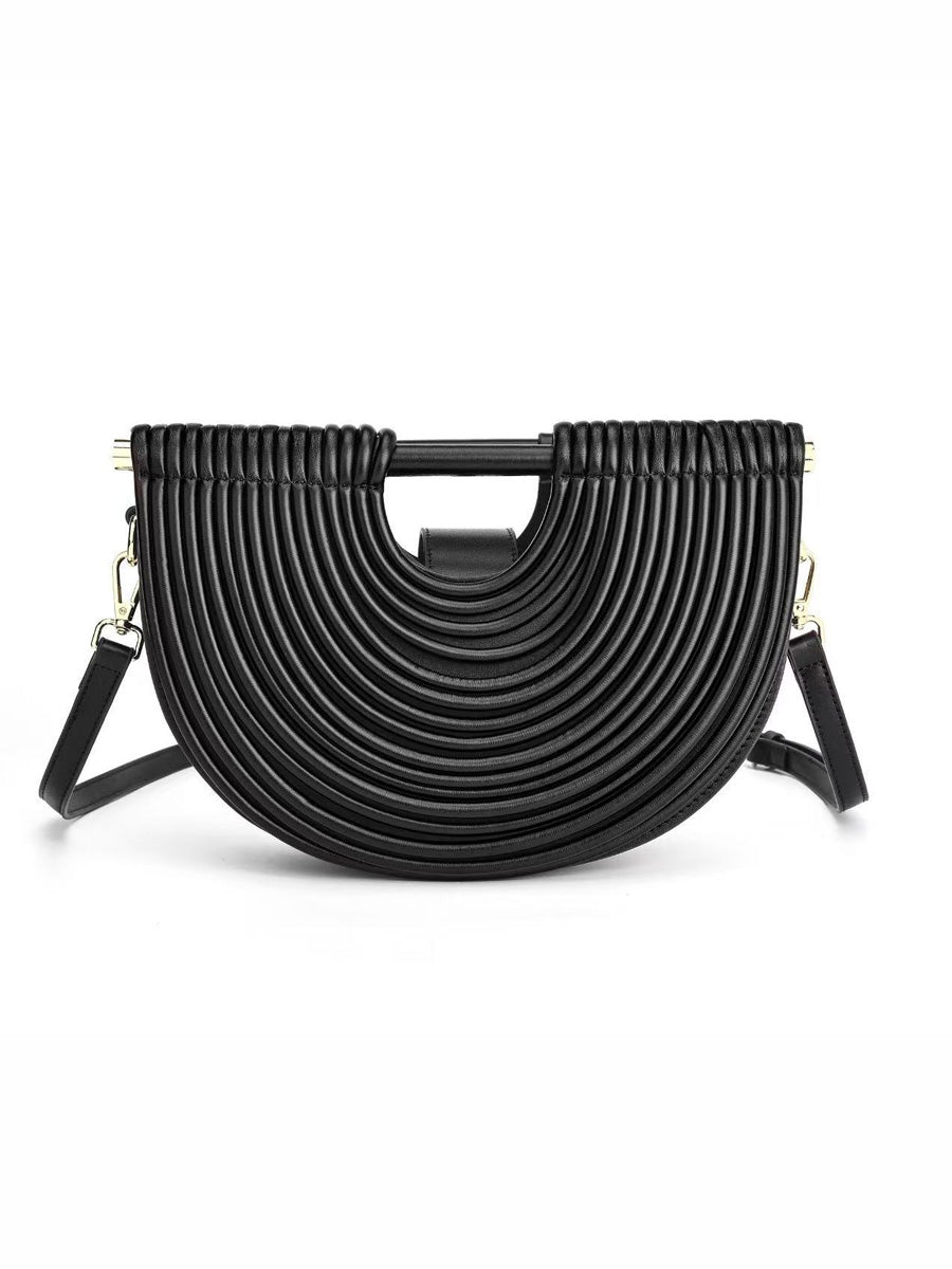 Raquel Semicircular Woven Bamboo Bag