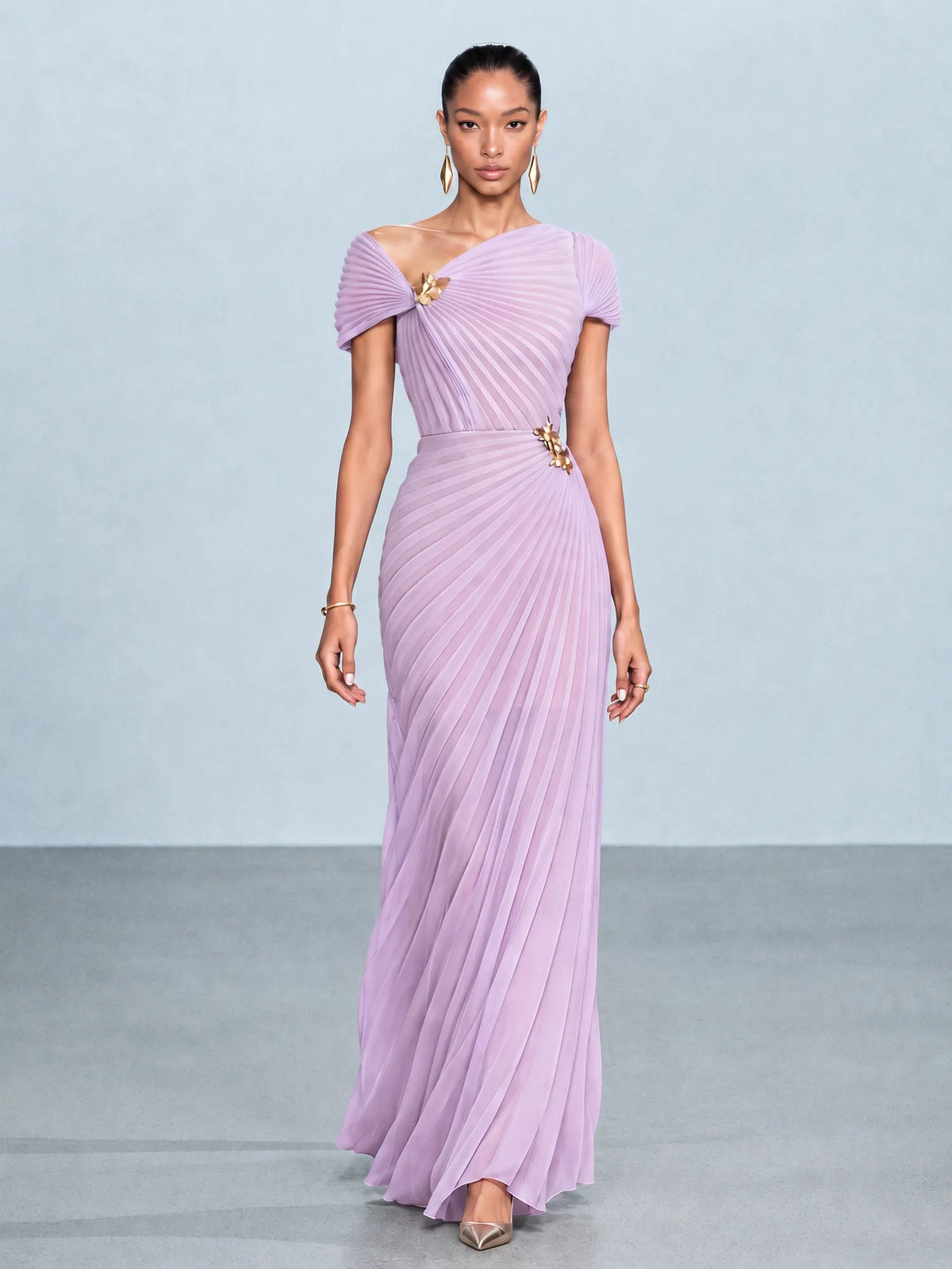 Ruby Irregularly Pleated Maxi Dress