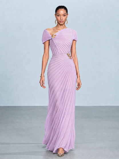 Ruby Irregularly Pleated Maxi Dress