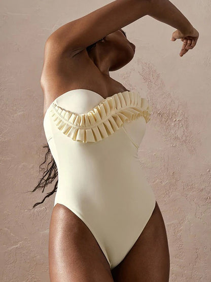 Talia Ruffled Pleated Swimsuit Set